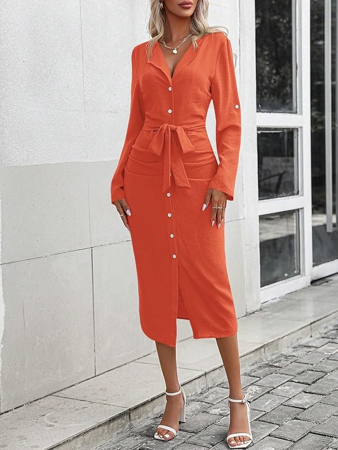 Olivia™ - Elegant Button Up Dress