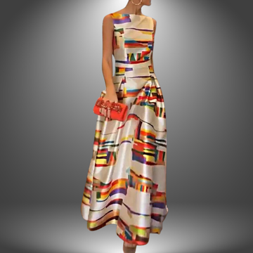 Amelia | Bold Geometric Print Maxi Dress