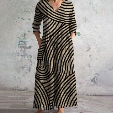 Elisa | V-Neck Striped Pattern Dress
