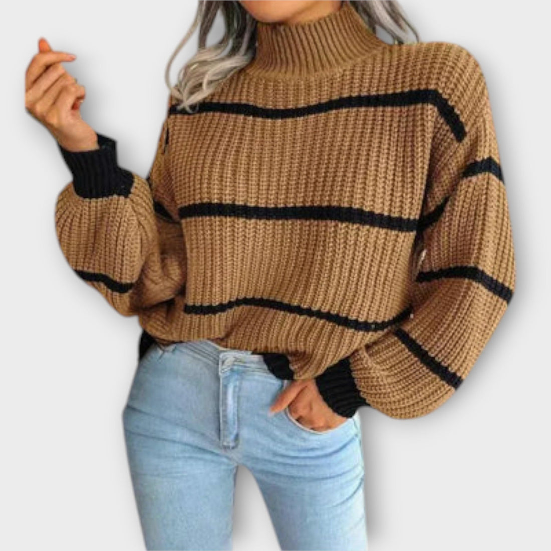 Amelith | Turtleneck Sweater with Stripes